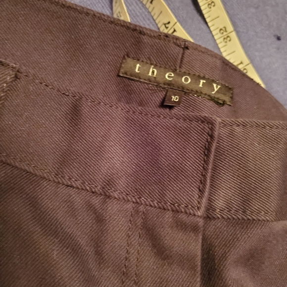 Navy twill THEORY flared pants - Picture 2 of 6